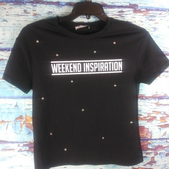 Zara weekend inspiration faux pearl blk  shirt - Picture 4 of 5